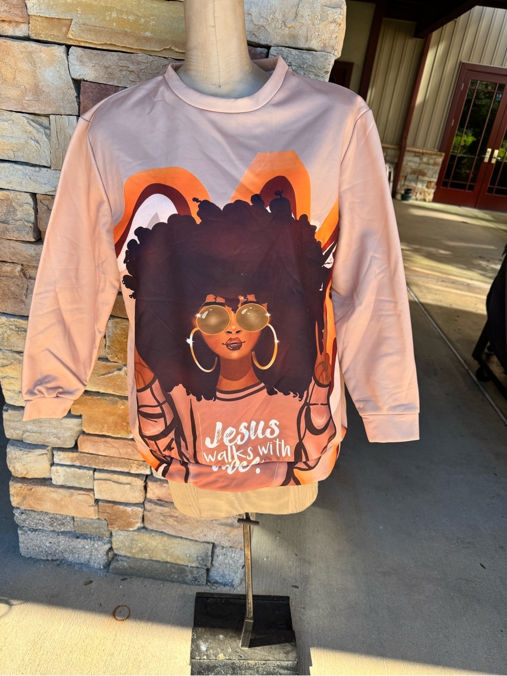 Girls' Pink Graphic Long-Sleeve Tee - 'Jesus Walks With'